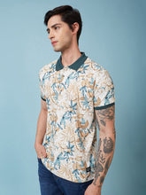 Men's Printed Cuban Collar Half Sleeves T-shirts
